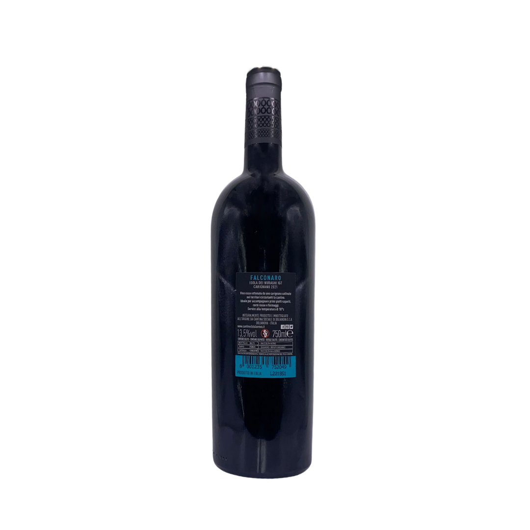 Falconaro Carignano Isola dei Nuraghi IGT back label