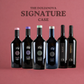 Dolianova Signature Case Sardinian wine selection with six premium red and white bottles on a pink background