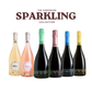 Sardinian sparkling wine case with six bottles including white and rosé from Cantina di Dolianova on a white background