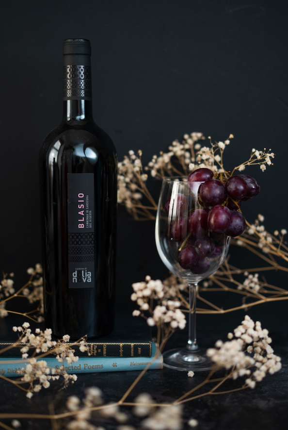 Blasio Cannonau di Sardegna Riserva with grapes, aged Sardinian red wine